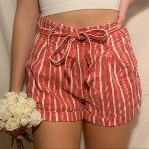 American Eagle Red and White Striped shorts